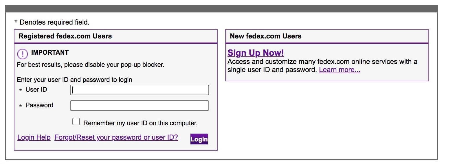 FedEx Billing Online login