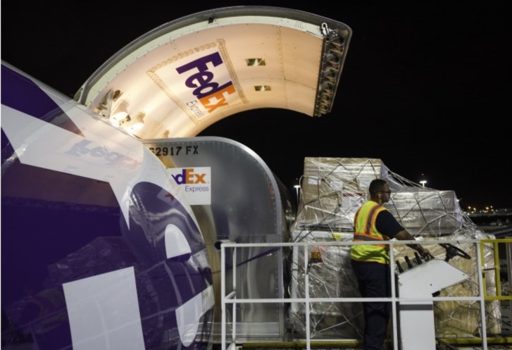 An airplane being loaded