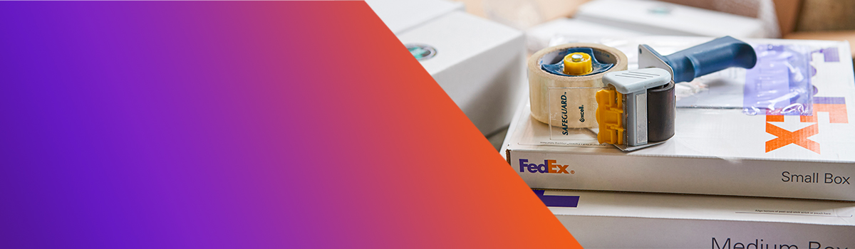 FedEx boxes on a table