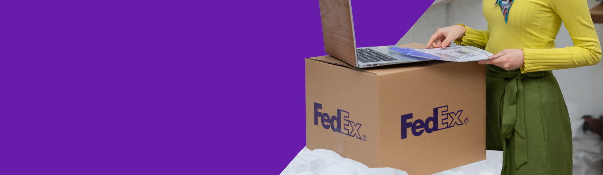 FedEx employee moving packages