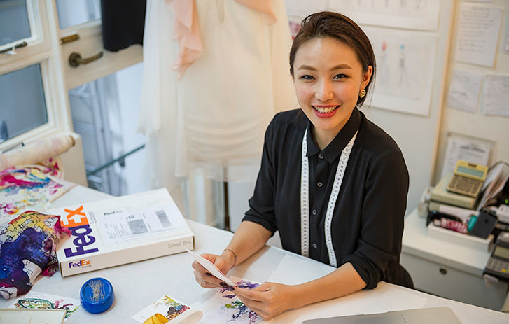A woman working at a desk
