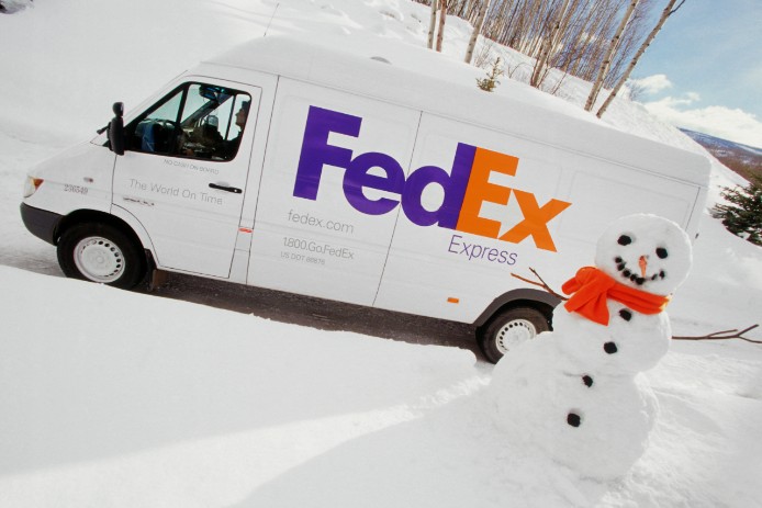 FedEx Express® truck with snowman