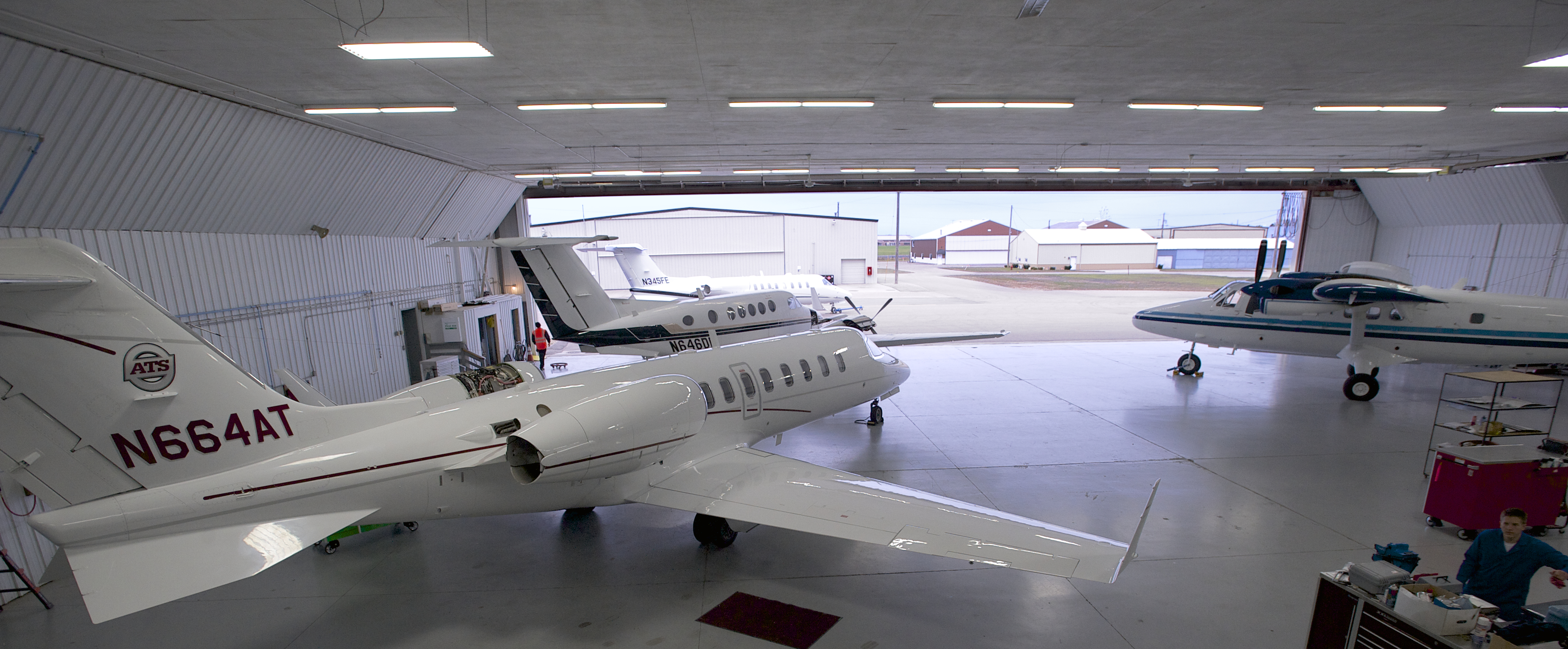 Airplane in hangar