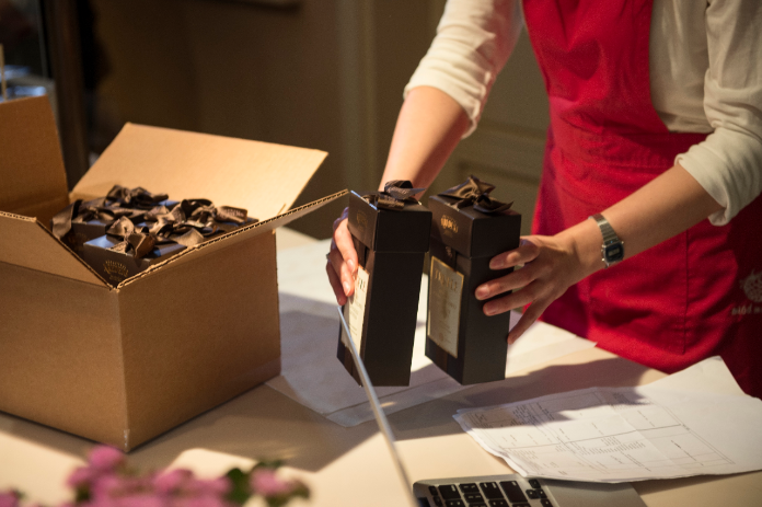 Person removing items from package