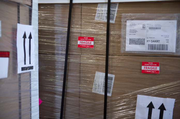 Freight packages on pallet