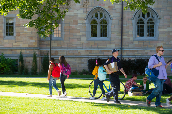 Students walking on a campus Students walking on a campus