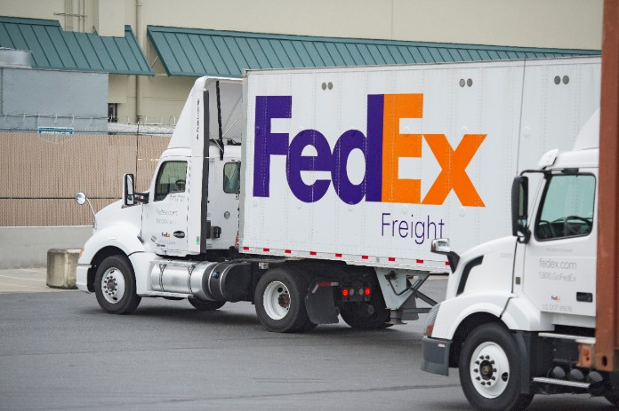 FedEx Freight truck in parking lot