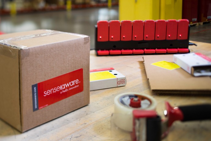 SenseAware packaging, tape on table