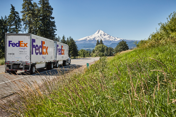 FedEx Freight truck in the mountains