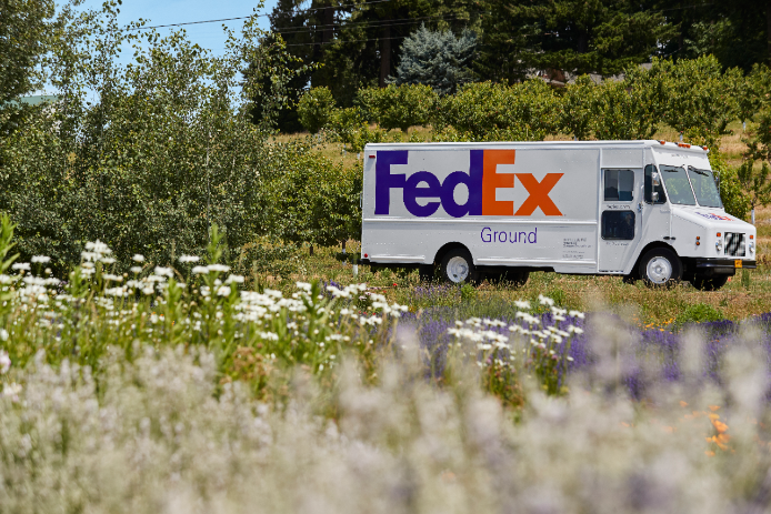 FedEx Ground truck in country
