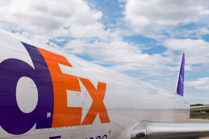 FedEx plane on ground at airport