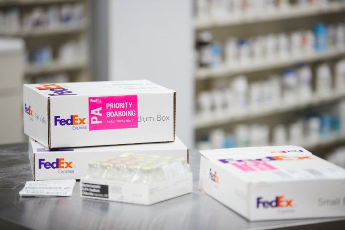 Priority Alert package sitting on pharmacy counter