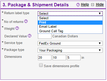 Step 4: Package and Shipment Details
