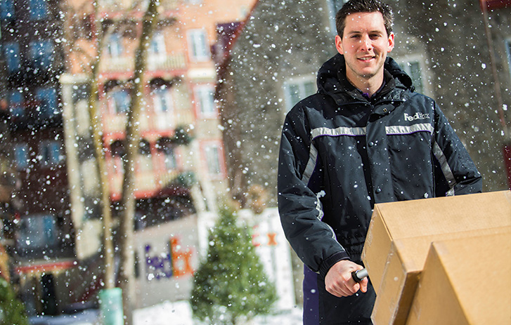 FedEx courier in the snow