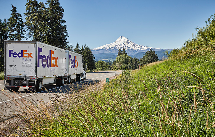 FedEx truck on highway