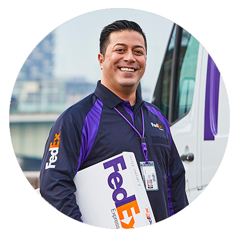 Courier with FedEx package