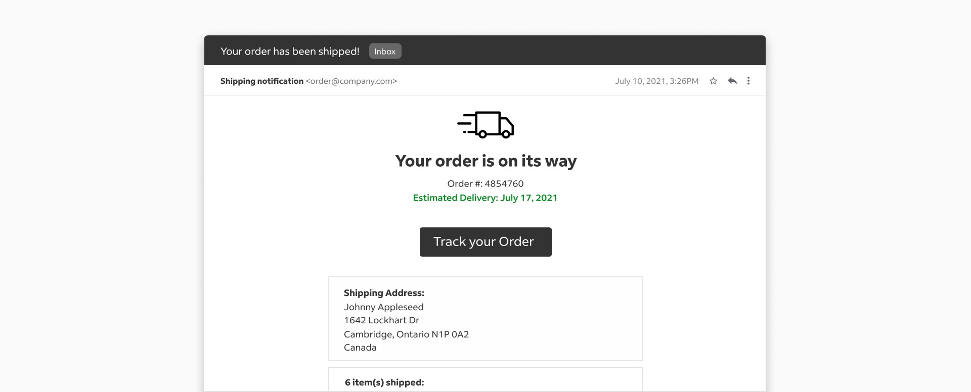 Order Shipped Example