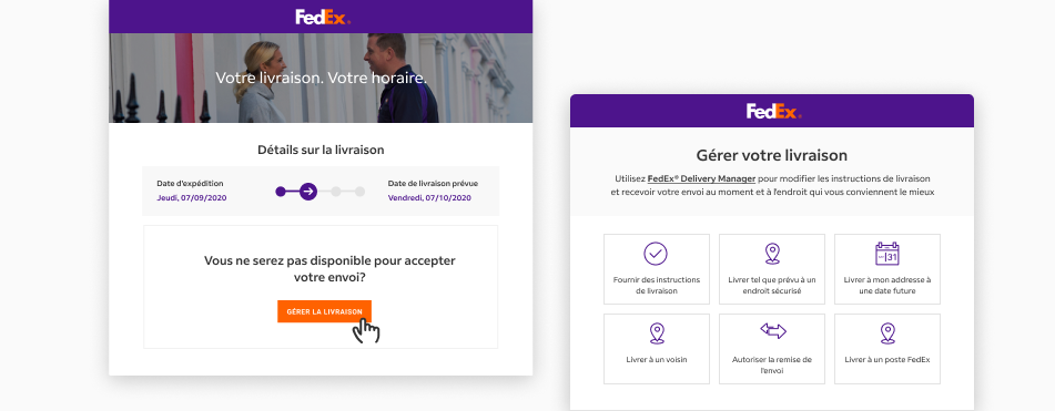 Exemple des détails d’une livraison