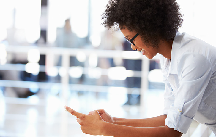woman looking at phone