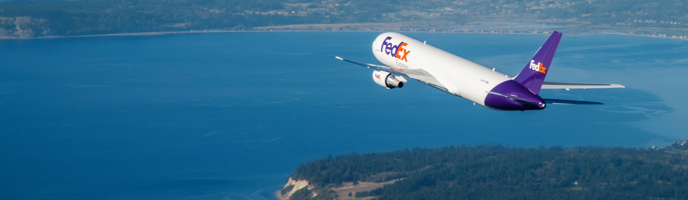 FedEx airplane in flight