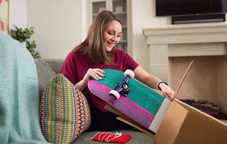 FedEx customer opening package