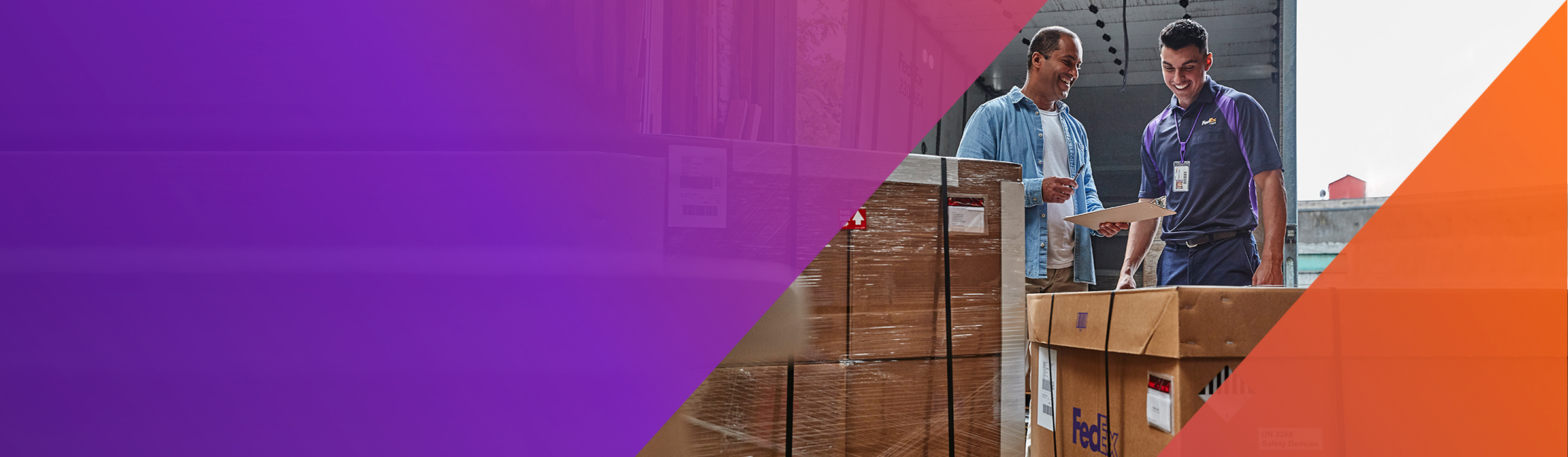 FedEx courier with customer