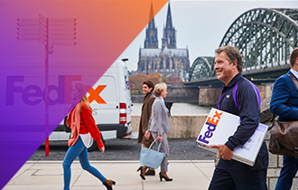 FedEx courier walking with package