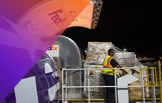 FedEx employee with package
