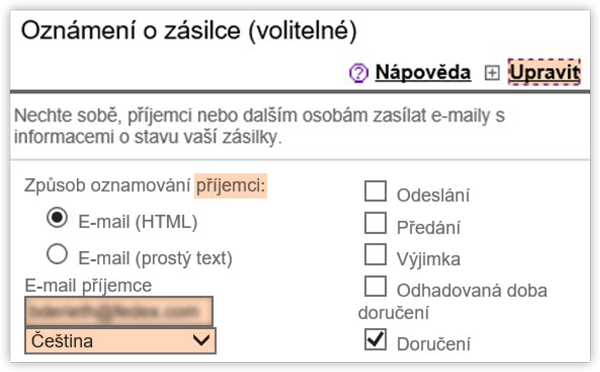Jedno nebo více oznámení
