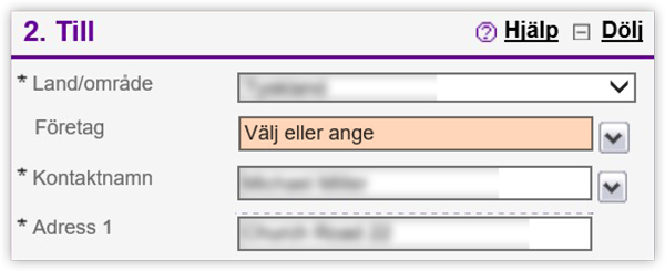 Adressfältet Till