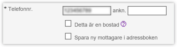 E-postadress och mobiltelefonnummer till kund