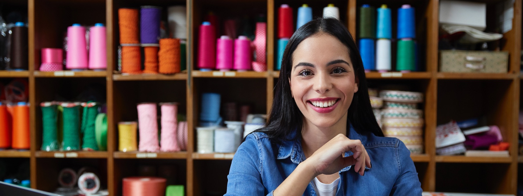 Smiling woman in store