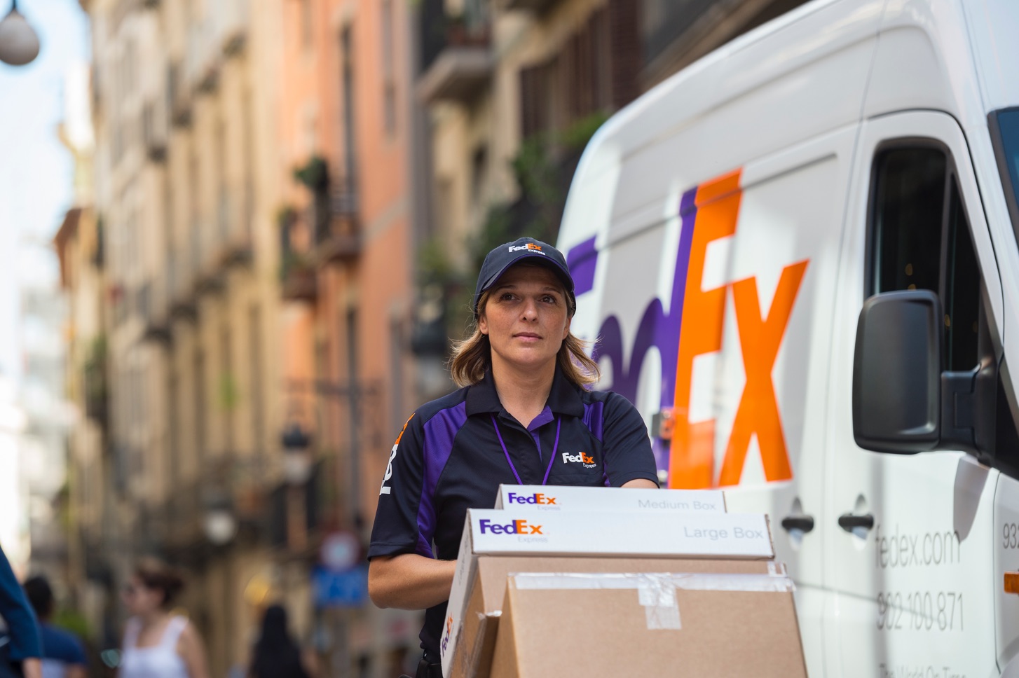 No deal need to know Delivery woman walking city