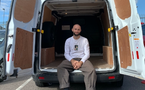 Sitting in van image