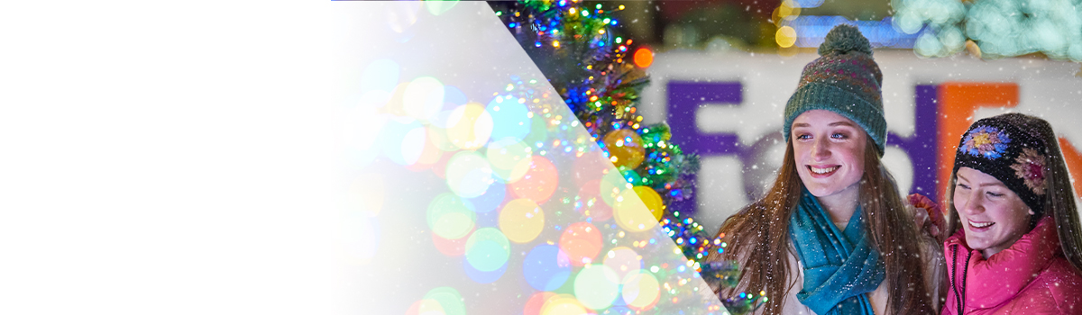 Paketzustellung per Kurier, während es draußen schneit