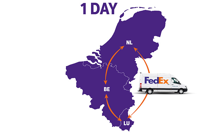 Kaart met Nederland, België en Luxemburg