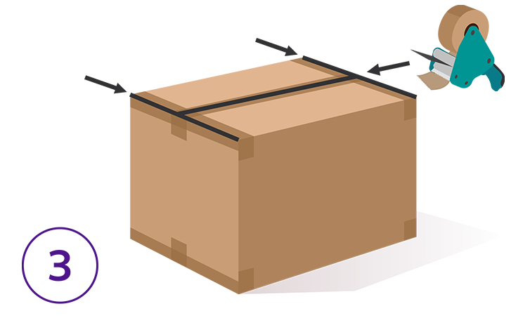 Illustration of a package being taped up