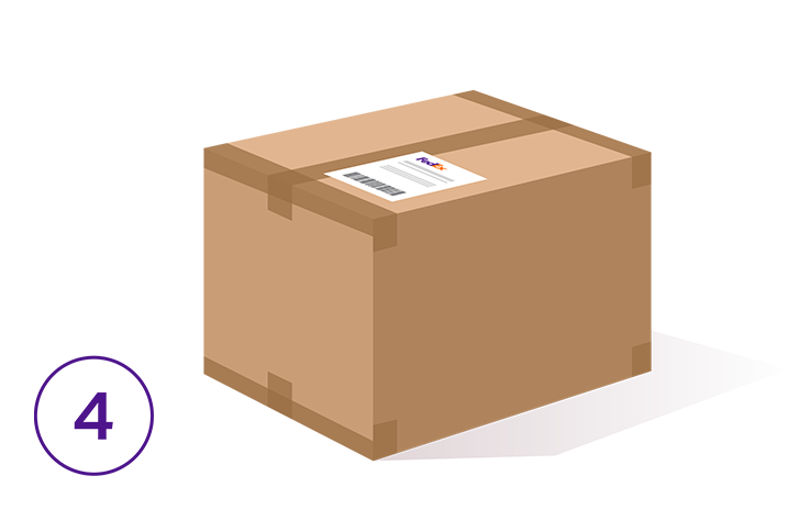 Illustration of a shipping label on a taped up package