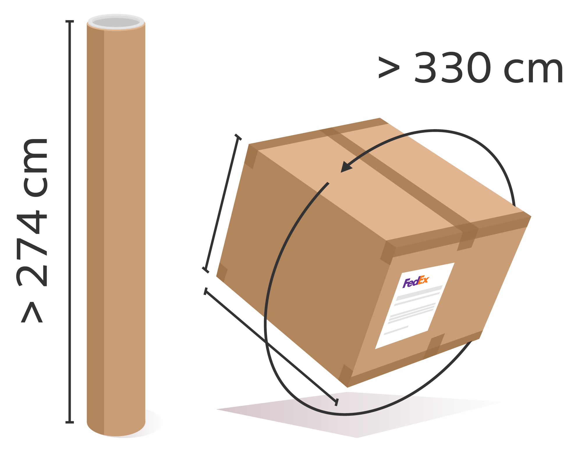 Boxes with measurements illustration