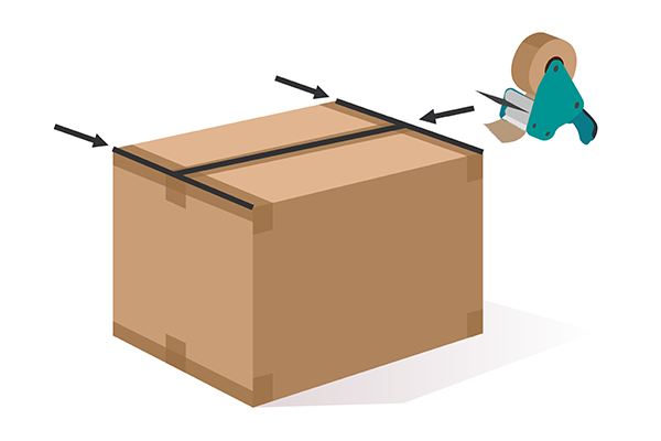 Illustration of a box being taped up showing the H-Taping method