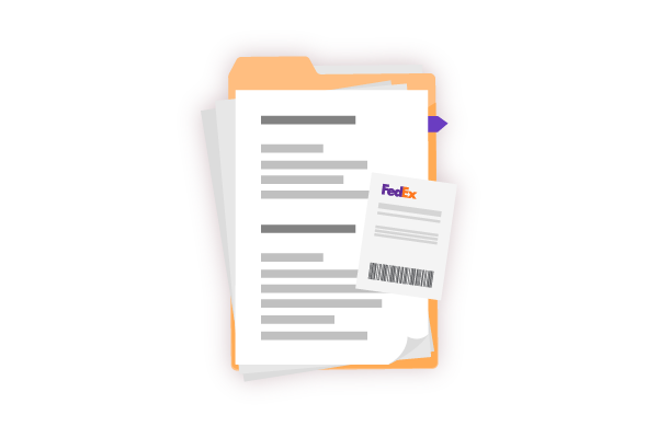 Illustration of various shipping documents