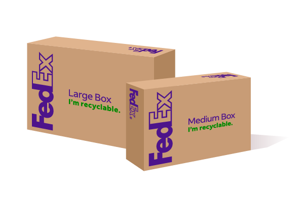 Illustration of a large and medium FedEx box