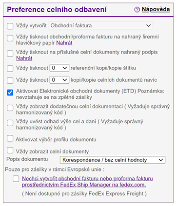 Ilustrace výběru ETD