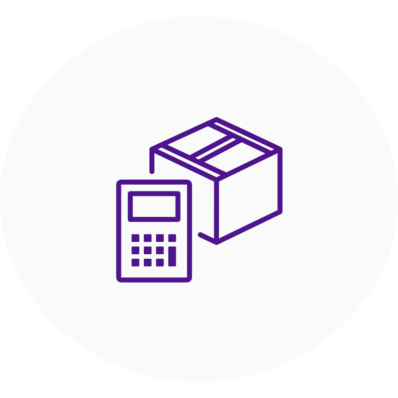 Pakket met pictogram van een rekenmachine