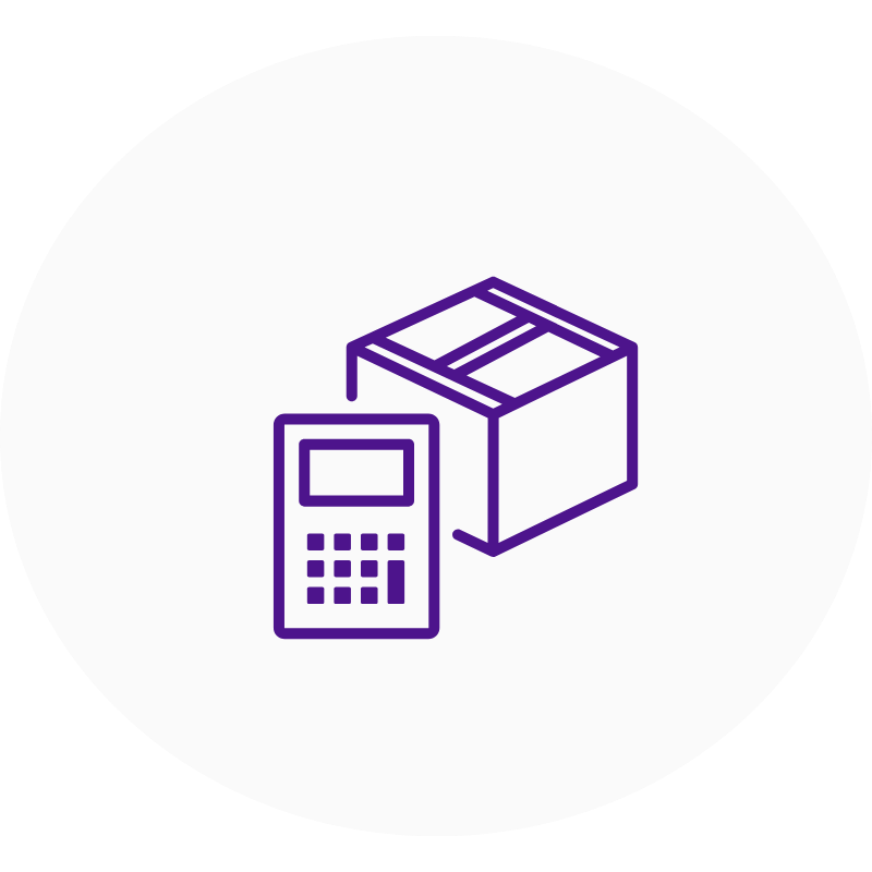 Pakket met pictogram van een rekenmachine