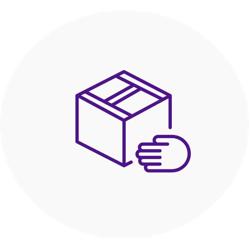 Package with hand icon