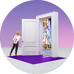 Person opening door to Asia