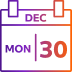 Calendario con la data di lunedì 30 dicembre