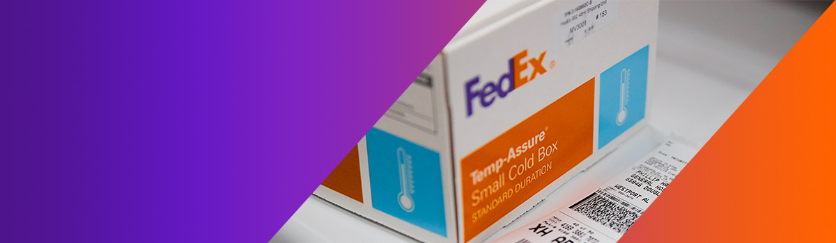 Temp-Assure packaging on a counter at a pharmacy