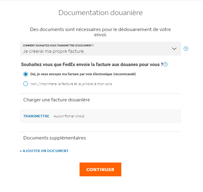 Capture d'écran Documentation douanière